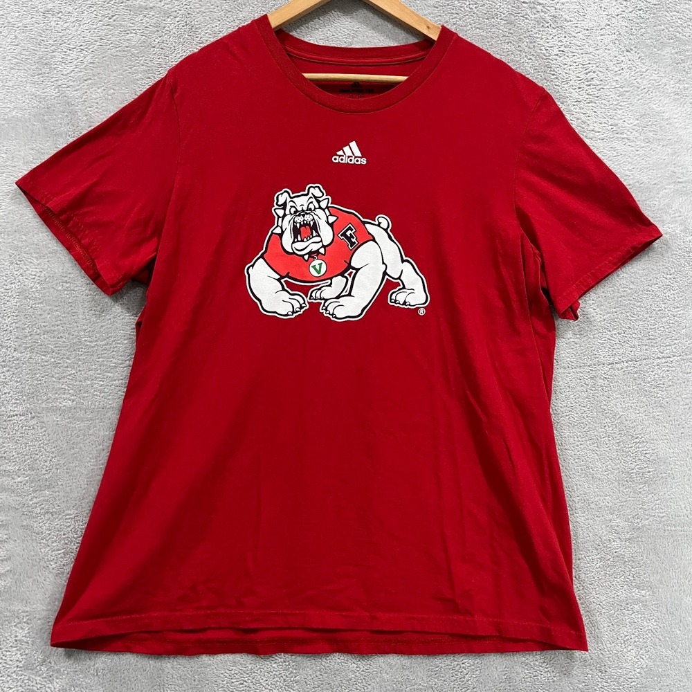 Adidas Amplifier T-Shirt Mens XL Red Bulldog Graphic Crew Neck Casual Summer Tee